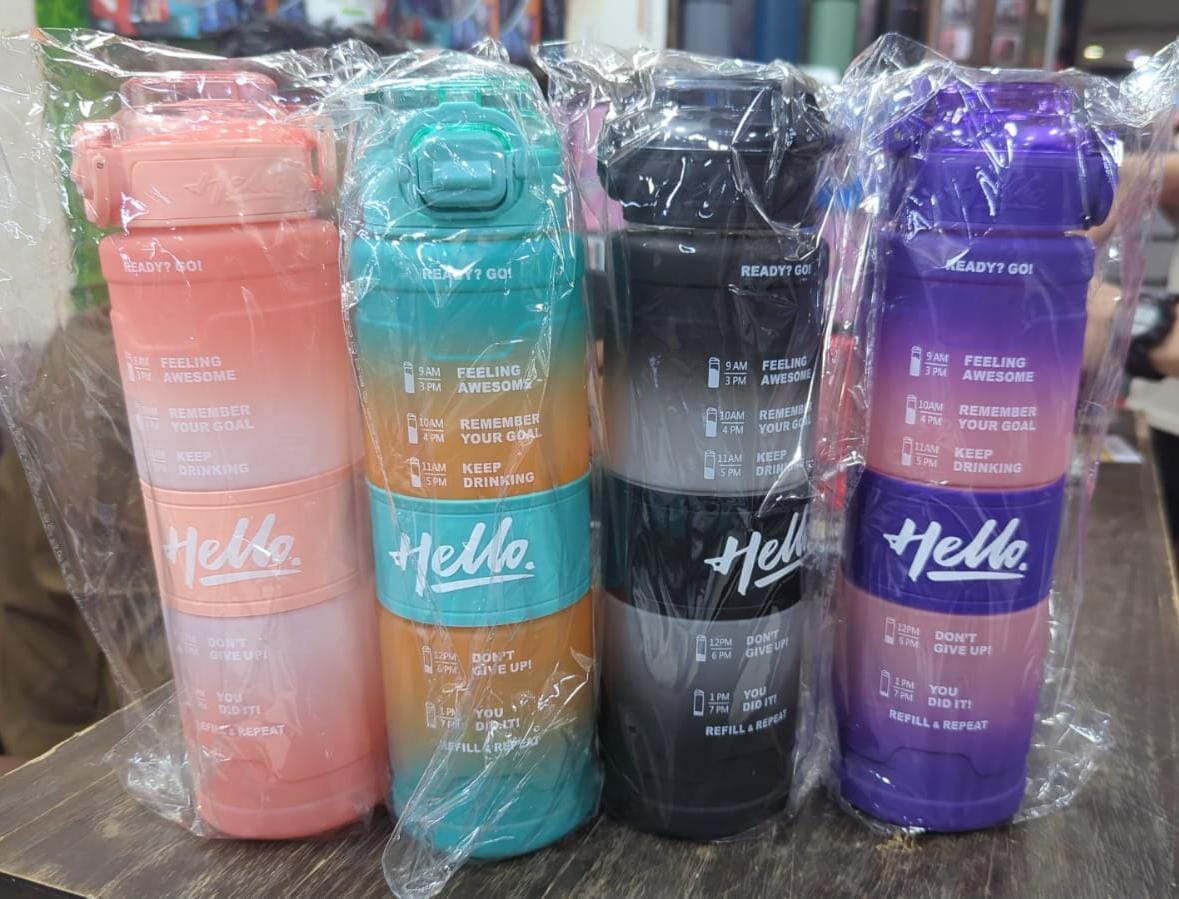 Motivational Time Marker Water Bottle with Straw Lid