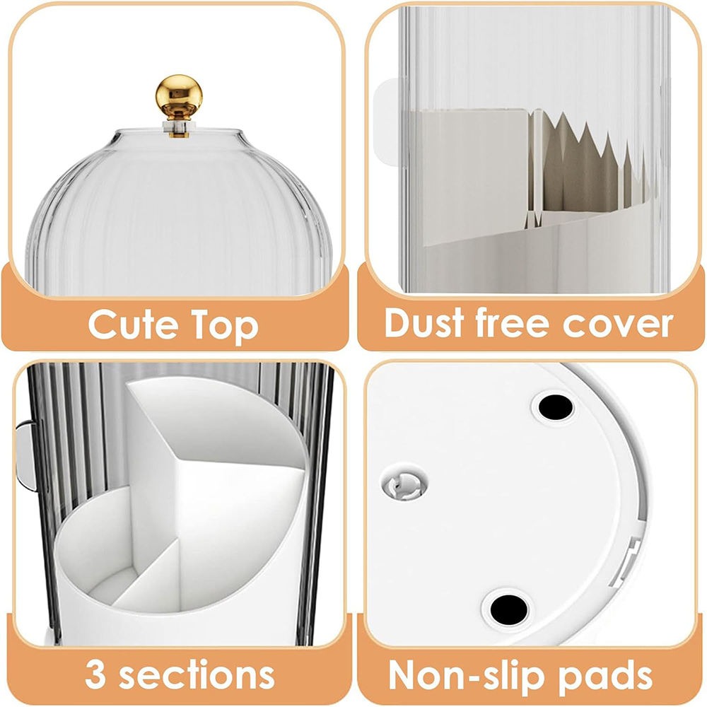 Plastic Makeup Brush Holder with Lid – Vanity Cosmetic Organizer