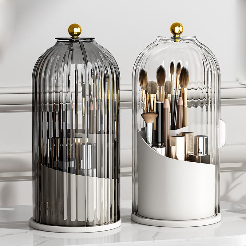 Plastic Makeup Brush Holder with Lid – Vanity Cosmetic Organizer