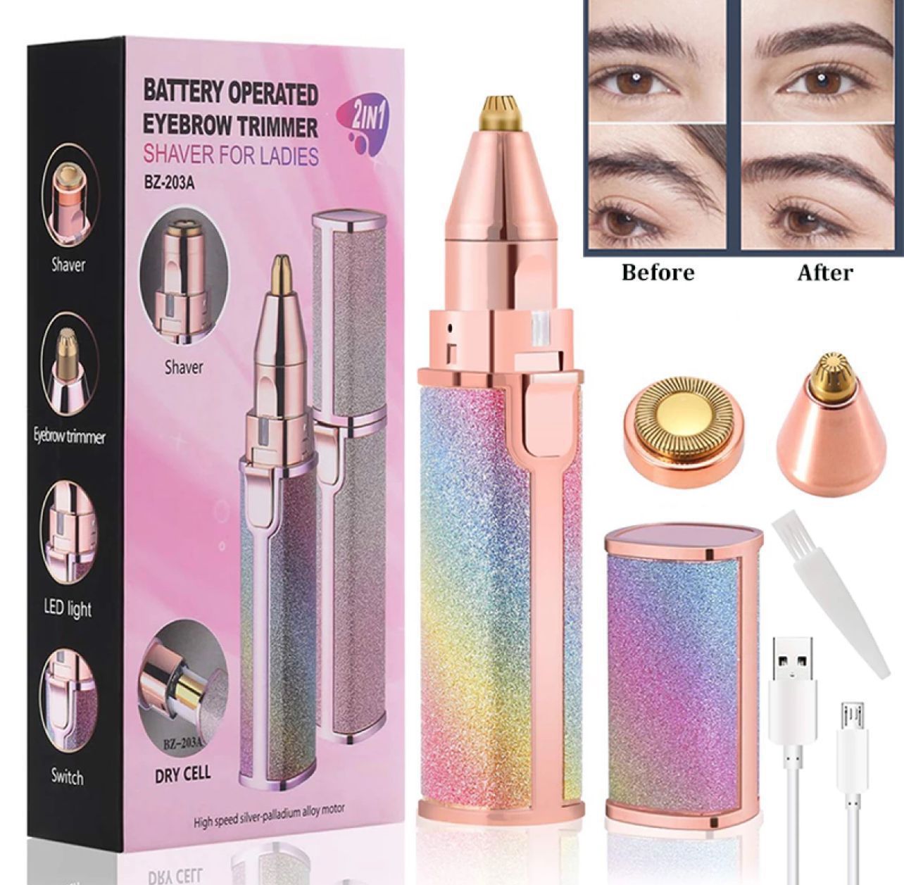 2 in 1 Eyebrow & Facial Hair Remover for Women