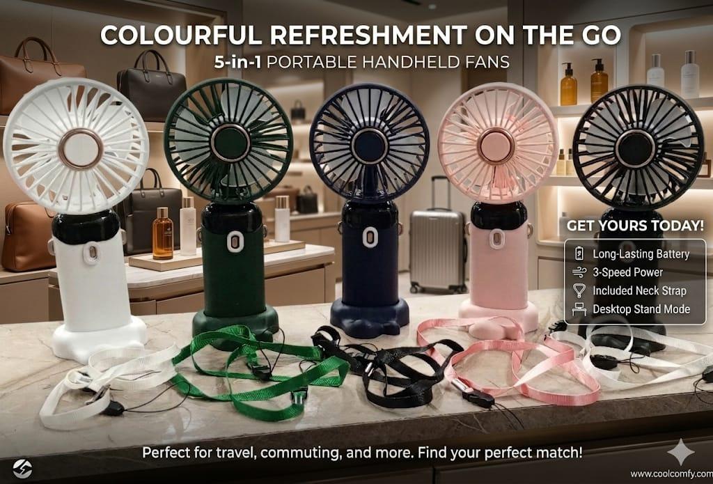 Portable Rechargeable Mini Hand Fan – USB Cooling Fan with Digital Battery Display
