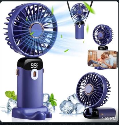 Portable Rechargeable Mini Hand Fan – USB Cooling Fan with Digital Battery Display