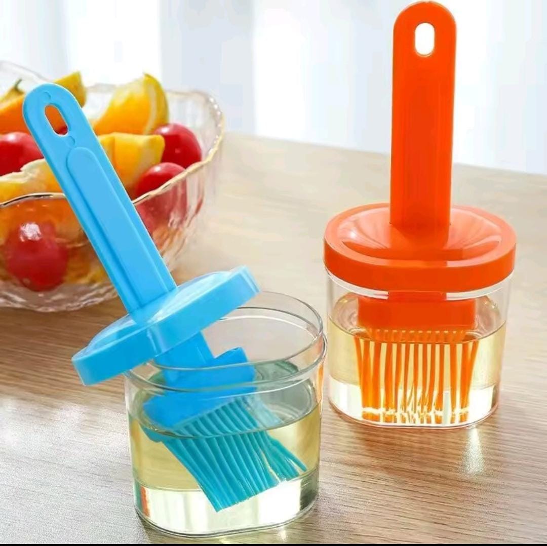 Silicone Oil Brush Bottle with Dispenser – BBQ & Kitchen Basting Brush