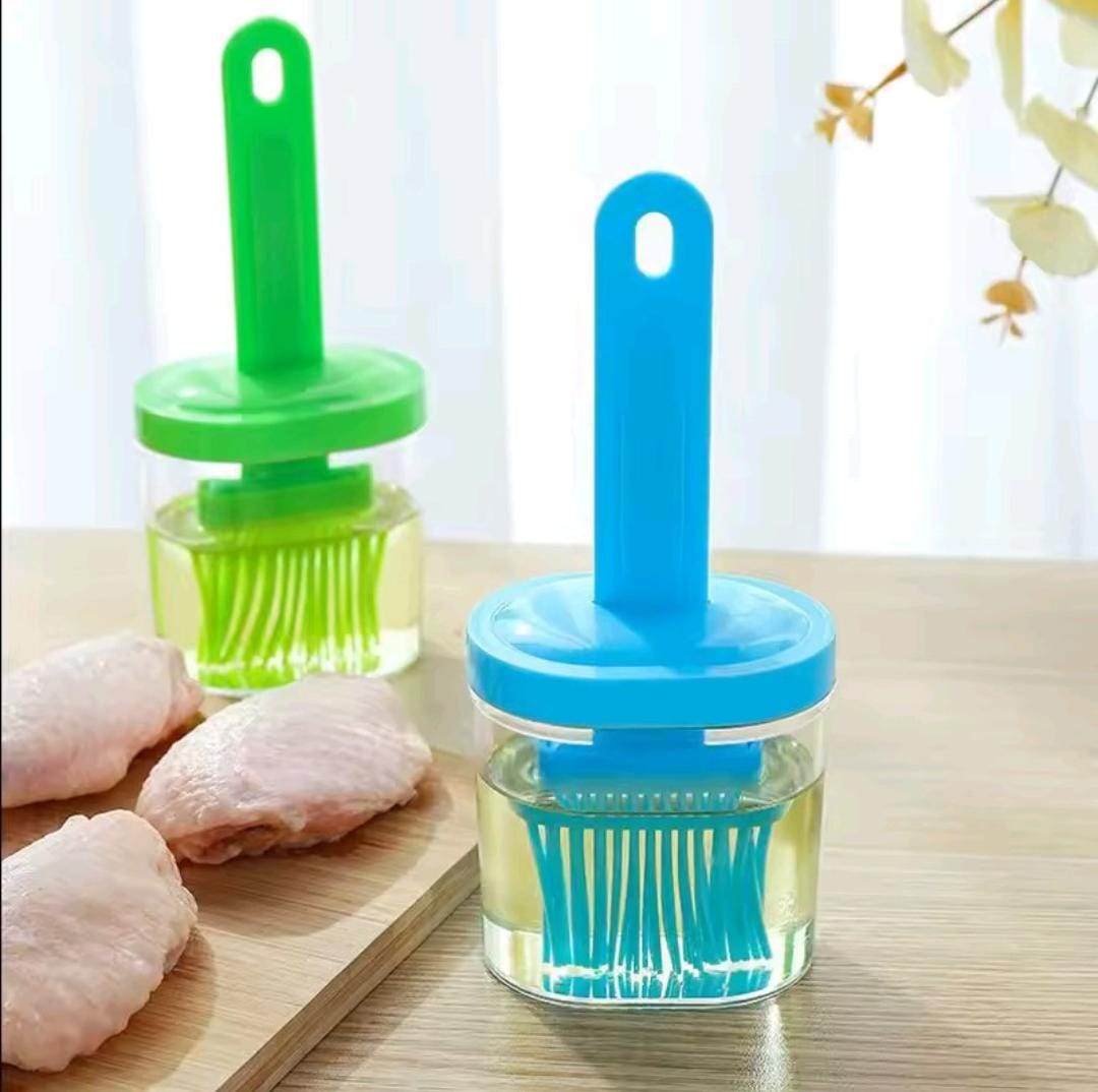 Silicone Oil Brush Bottle with Dispenser – BBQ & Kitchen Basting Brush