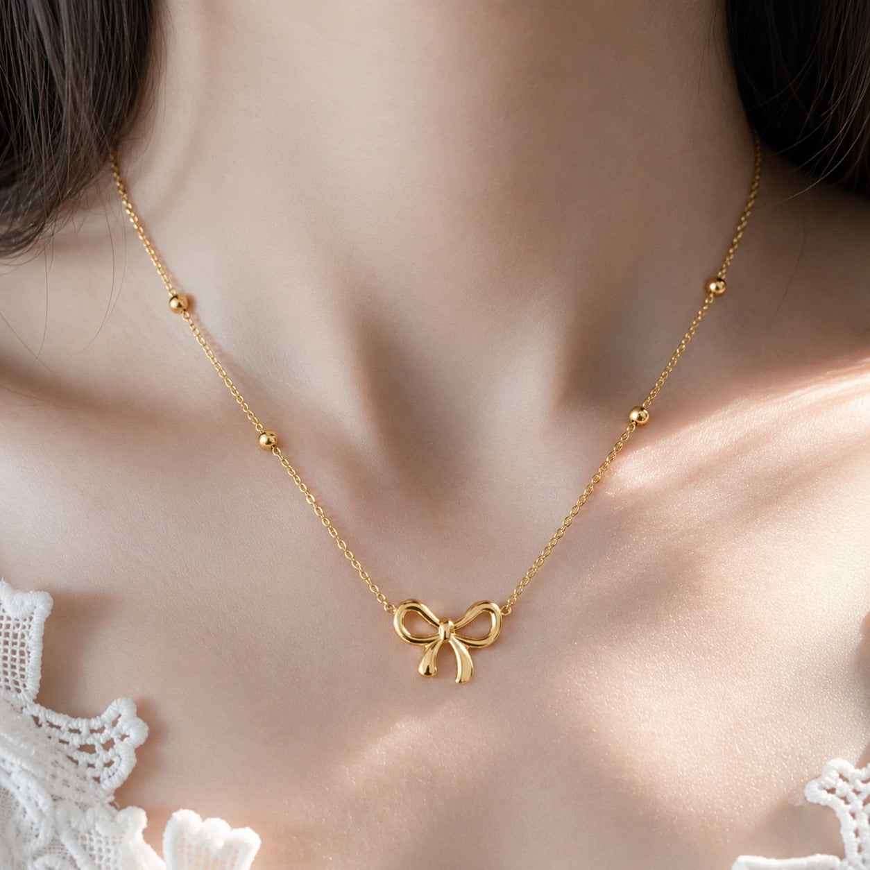 Gold Platted Bow Pendant