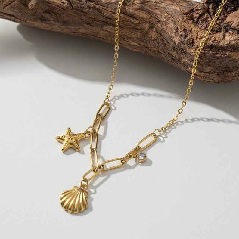 Ocean Charm Gold Layered Necklace
