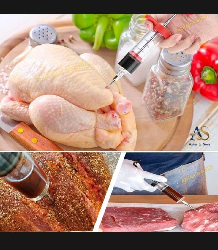 BBQ Marinade Injector Syringe Stainless Steel Meat Flavor Injector