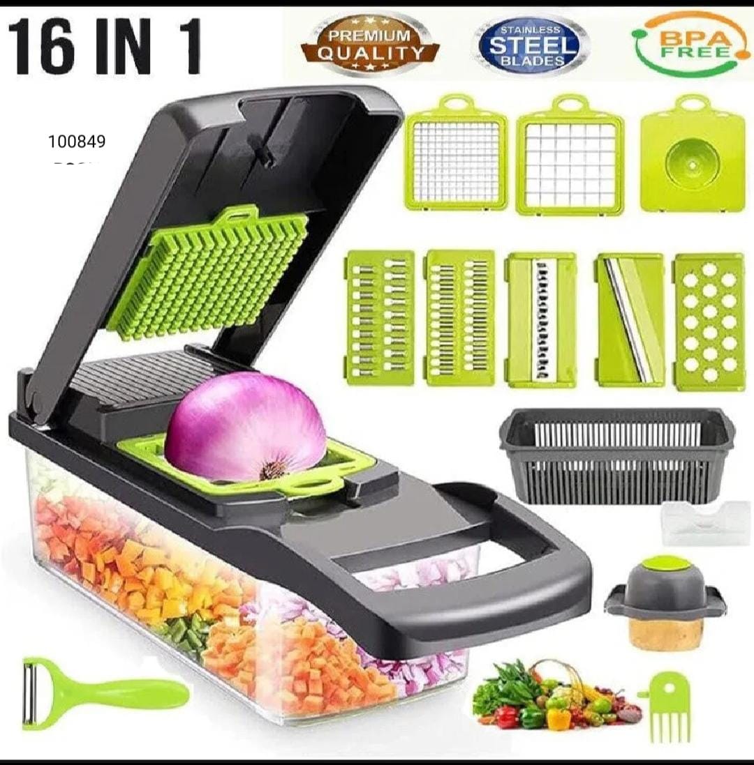 16-in-1 Multifunction Vegetable Chopper, Slicer, Dicer & Grater Set