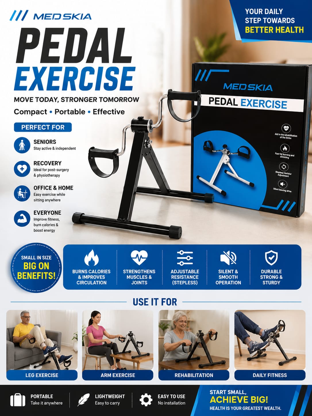 Mini Fitness Portable Pedal Rehab Cycle Machine