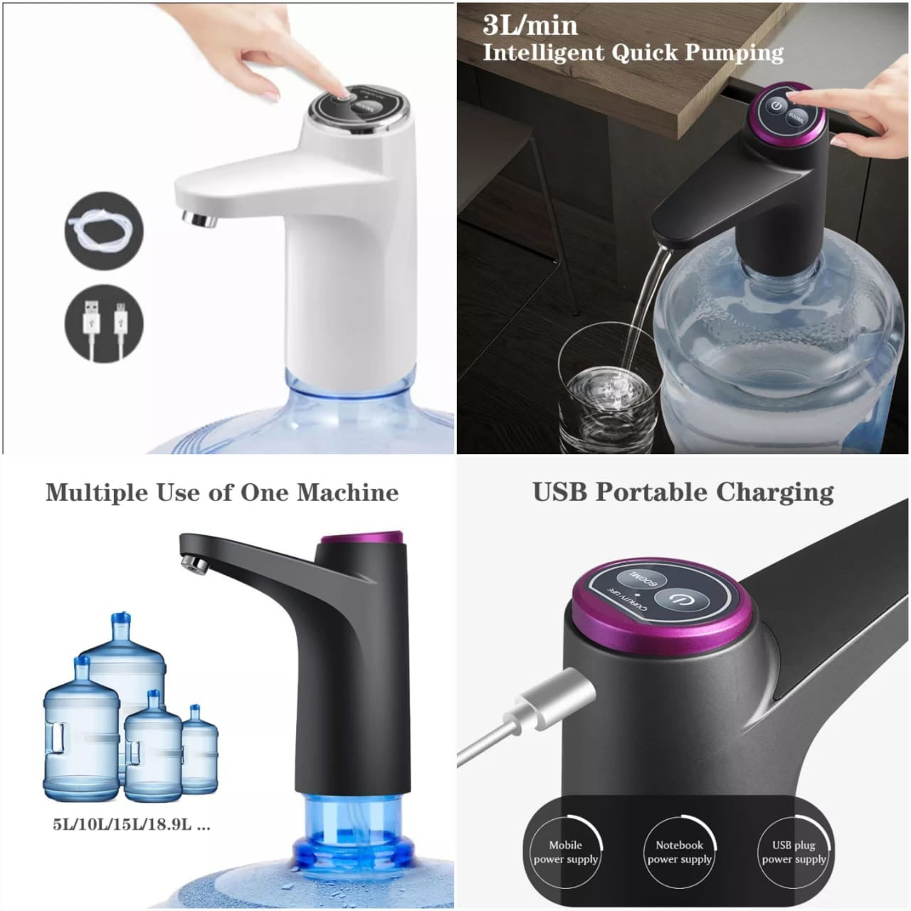 Touch Intelligent USB Rechargeable Automatic Water Dispenser