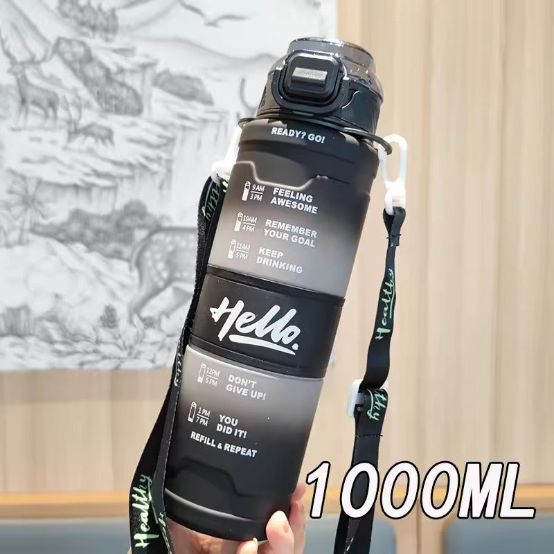 Motivational Time Marker Water Bottle with Straw Lid