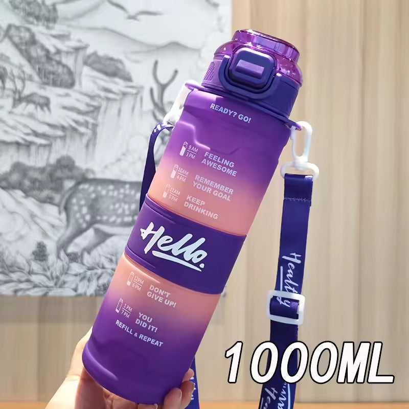 Motivational Time Marker Water Bottle with Straw Lid