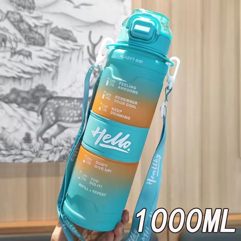 Motivational Time Marker Water Bottle with Straw Lid