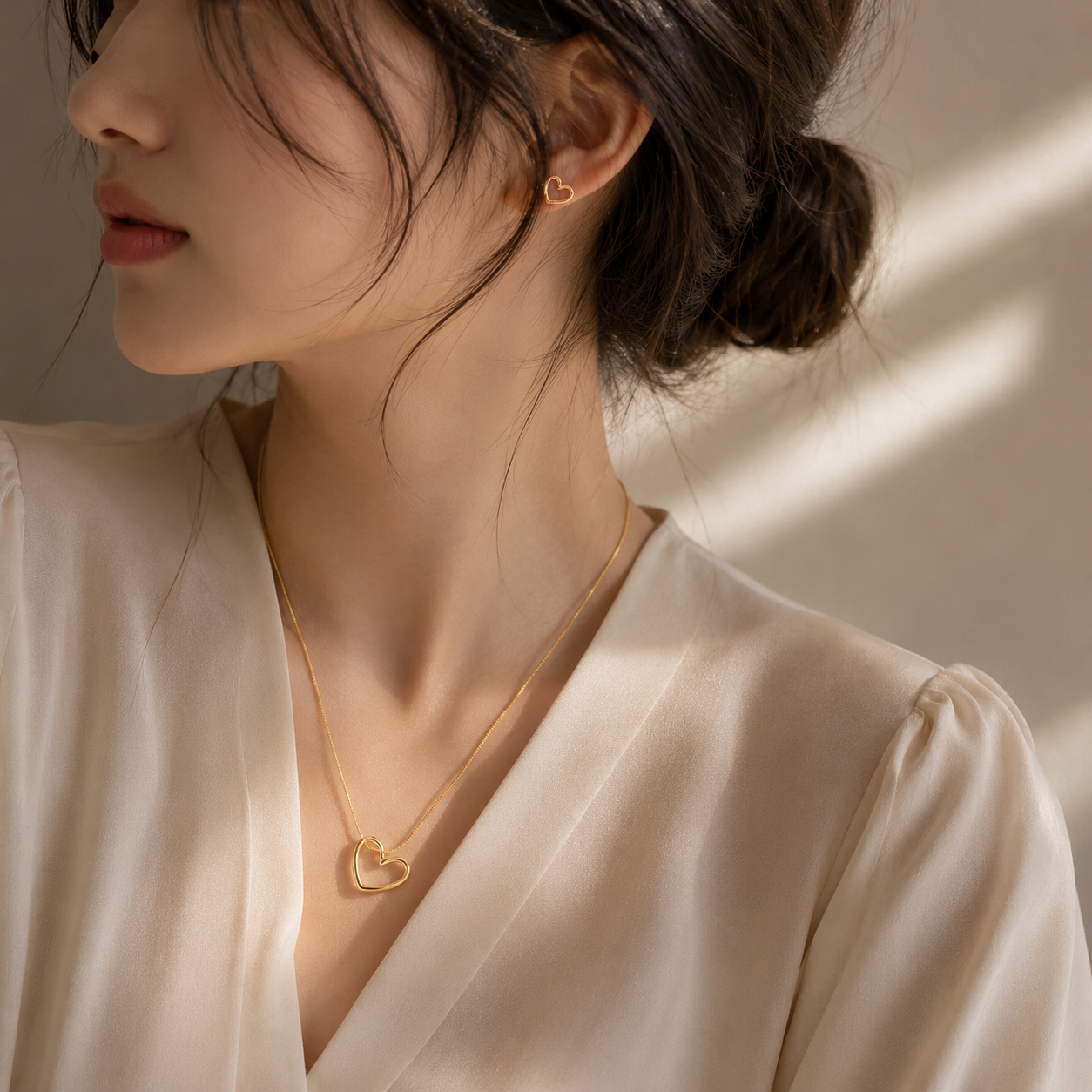 Heart Necklace & Earrings Set for Her