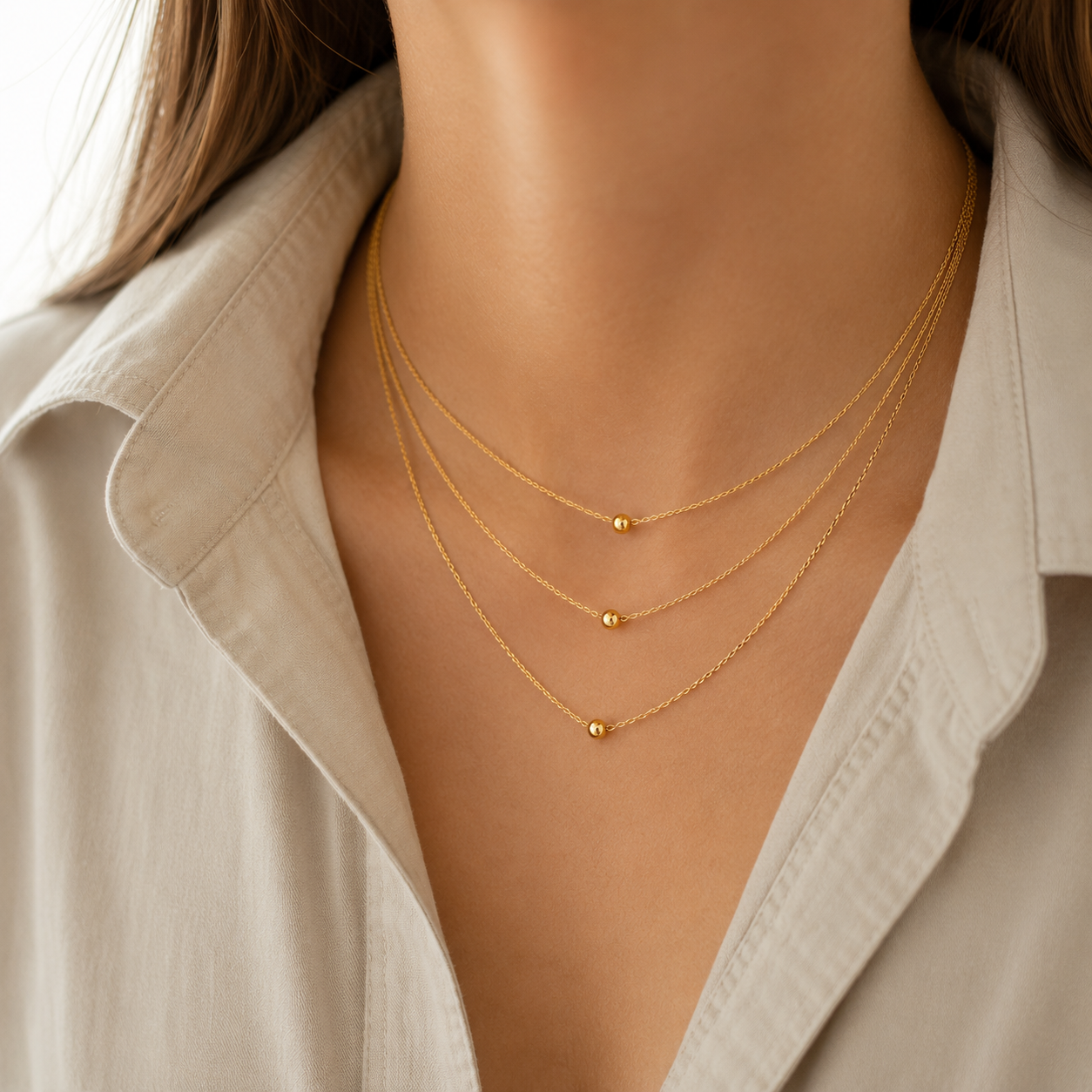 Elegant 3 Layer Gold Necklace for Women